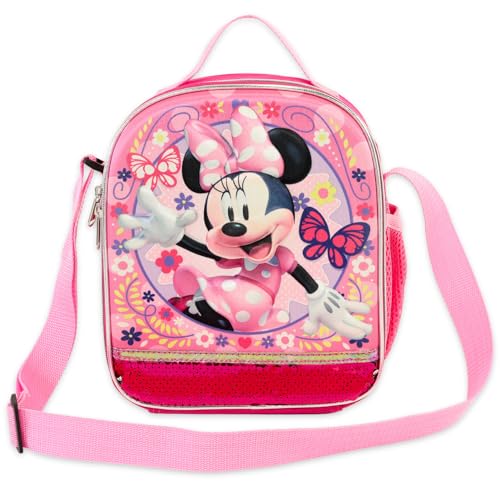 Minnie Mouse Lunch Bag for Girls Bundle w/Insulated Lunchbox + More | Soft Minnie Lunch Box Plus Water Bottle, Stickers, More - Minnie Mouse School Supplies