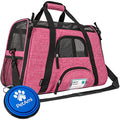 PetAmi Airline Approved Pet Carrier for Cats Small Dogs, Large Heather Pink | Soft Sided TSA Travel Bag, Sherpa Bed, Breathable Mesh Ventilation, Collapsible Bowl, Fits Under Seat, Up to 18 lbs - color: Heather Pink, size: Large - 19.5"L x 10.2"W x 12"H