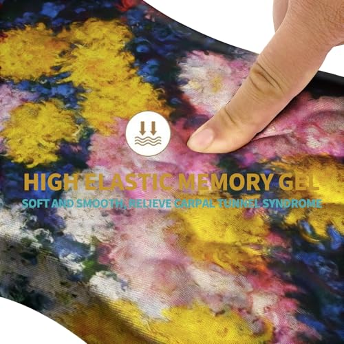 Hokafenle Ergonomic Mouse Pad Wrist Support with Massage Design, Wrist Rest Pain Relief Mousepad with Memory Foam&Non-Slip PU Base, Mouse Pads for Wireless Mouse & Desk(12x8 inch,Monet Chrysanthemum) - color: HK032-Monet Chrysanthemum