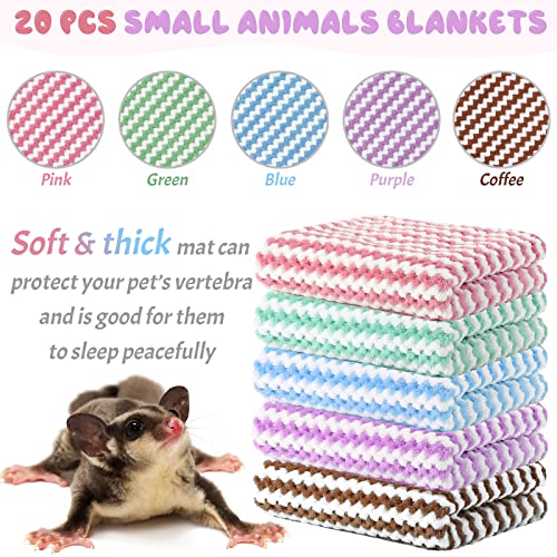 Moukeren 20Pcs Guinea Pig Fleece Bedding Blankets Bulk Washable Small Animal Fleece Cage Liners Pet Wash Cloth Sleeping Mat Cover for Hamster Chinchilla Rabbit Hedgehog(Multicolor, 14 x 30 Inch) - color: Multicolor, size: 14 x 30 Inch, style: Modern