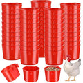 Sumind 60 Pcs Cage Cups Chicken Feeder Birds Hanging Feeders Seed Bowl 8 oz Plastic Water Bowl Hanging Chicken Waterer Feeding Watering Dish Coop Cups for Parrot Parakeet Poultry(Red) - color: Red