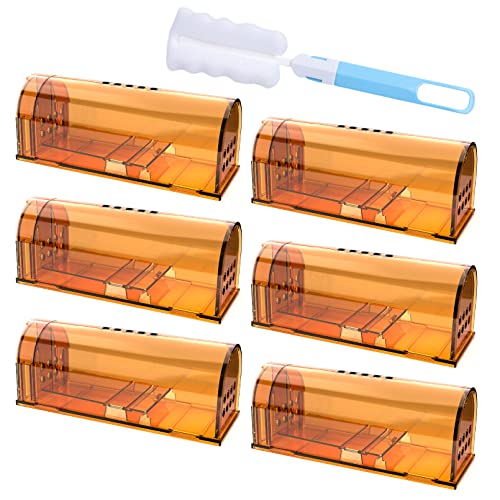 6 PCS Humane Mouse Traps No Kill Reusable Mice Trap Indoor for Home | PC Material, Reusable Capture & Release, Use for Home, Waterproof - size: Orange-6Pack