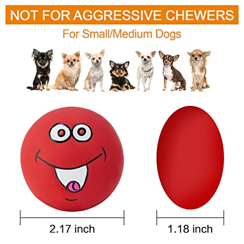 Squeaky Dog Toys Chewing Durable Teething Latex Rubber Soft Interactive Fetch Play Dog Balls with Funny Smile Face for Puppy Small Medium Pet Dog (6PCS) - color: Same Face