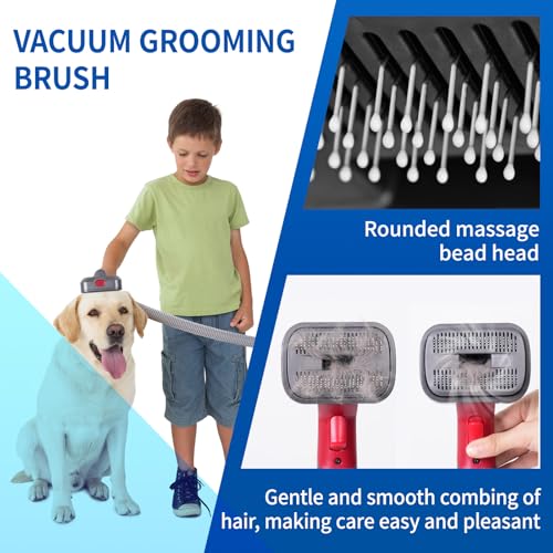 2-in-1 Pet Grooming Kit Compatible with Dyson V7 V8 V10 V11 V15 Cleaner | Dog Hair Vacuum Attachment Removes Loose Hair Dander Undercoat Tangles Self-Cleaning with Extended Vacuum Hose Trigger Lock - color: Pet Grooming Kit Suitable for Large Breed Dog or
