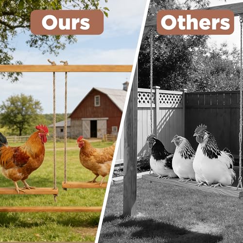 Large Chicken Roosting Bars with 2 Swings, Wooden Chicken Perch for Coop | Let Chickens Run, Play & Stay Healthy, Ideal for Backyard Coops & Farms, Fits 8-12 Chickens - color: C01 Brown
