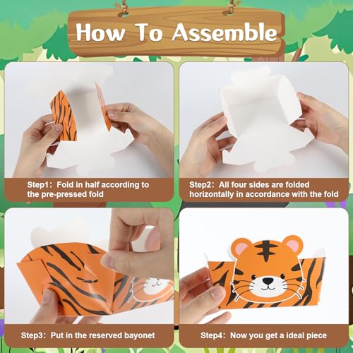 24 Pack Jungle Safari Animals Party Supplies Zoo Disposable Paper Food Trays Wild Animal Theme Birthday Parties Decorations Snack Bowl Serving Tray for Baby Shower Tableware Decor Favor
