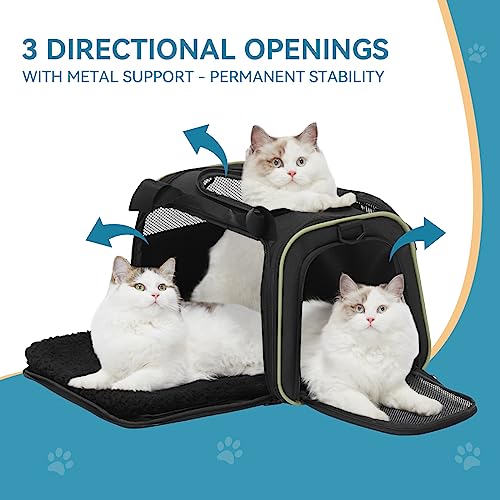 PETSFIT Pet Carrier Airline Approved with Extendable Mat, Dog Carriers for Small Dogs, TSA Approved Pet Carrier, Puppy Carrier for Small and Medium Cats Under 12 Lbs, Black | Airline Approved, Extendable Mat, TSA Approved, For Dogs & Cats Under 12 Lbs - c