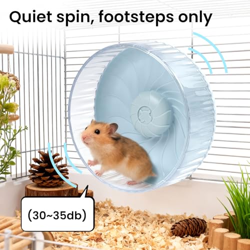 10 inch Silent Hamster Wheel, Stand-Free Cage Spinner, Large Size, Blue | Large Size, Stand-Free Cage Installation, Smooth-Rotating Exercise Wheel for Syrian Hamsters and Gerbils - color: Blue Without Stand, size: 10in