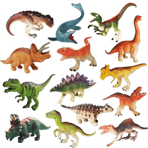 Yowlieu 14 Pcs Figures Toys Realistic Mini Dinosaurs Animal Figurines, Plastic Learning Educational Playset Animal Themed Party Supplies Cake Topper Ornaments for Easter Egg Birthday Christmas - size: 14 Pcs Dinosaurs