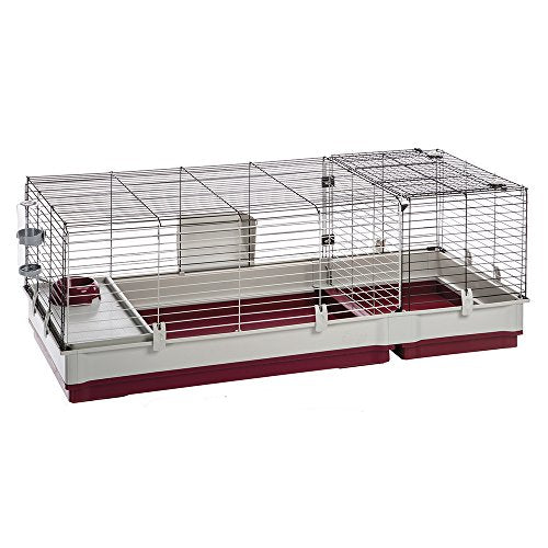 Ferplast Krolik Extra-Large Rabbit Cage w/Wire Extenstion | Rabbit Cage Includes All Accessories & Measures 55.9L x 23.62W x 19.68H & Includes All Accessories | 1-Year Manufacturer's Warranty - style: Rabbit Cage w/ Wire Hutch