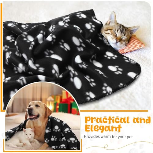 Tatuo 10 Pieces Pet Blankets with Paw Print Dog Cat Fleece Blankets Soft Warm Sleep Mat Pad Bed Cover for Kitten Puppy and Other Small Animals, 24 x 28 Inch(Cool Color) - color: Cool Color