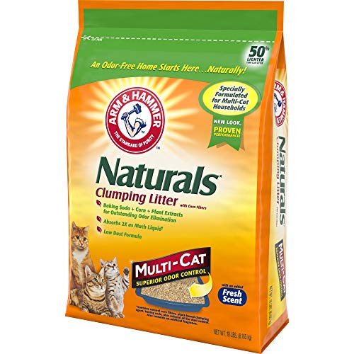 ARM & HAMMER Naturals Clumping Cat Litter, Multi Cat, 18 lbs | Plant-Based, Easy Scoop Clumps, Outstanding Odor Control, 2X Liquid Absorption, Low Dust, Lightweight Formula - size: 18 Lbs