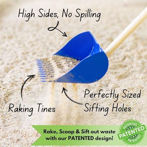 The Coop Scoop® Shelf 2-in-1 Chicken Poop Scooper & Rake, 10" Handle | Made in The USA, Patented, Durable Sand Sifting Litter Shovel, For Chicken Coops & Small Farm Animals - size: SHELF 10" Handle
