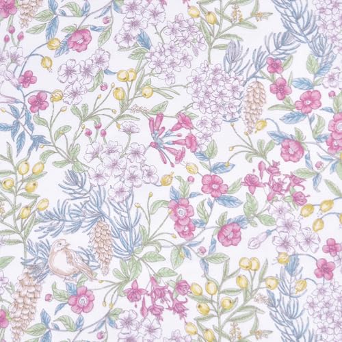 Scientific Sleep Vine Flower Plants Leaves Wild Fruit Bird Vintage Floral 100% Cotton Bed Sheet Set Kids Girls Teen, Flat Sheet & Fitted Sheet & Pillowcase Bedding Set (Botanic Garden, Twin) - color: Botanic Garden, size: Twin