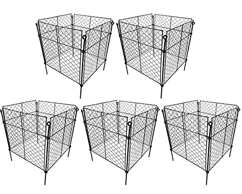 5 Pack Plant Protectors from Animals, 20Pcs 1" Mesh DIY Plant Cages 13.8"x13.8"x12", Metal Garden Animal Barrier with Stakes, Keep Rabbits & Chipmunks Out for Vegetables, Shrubs & New Plants - size: （13.8"L x 13.8"W x 12"H）5 Packs