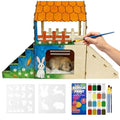 OtterPets XL Bunny Hideout, Rabbit Castle with Fleece Mats & DIY Paint Kit | Pet-safe wood joints (no rubber bands), rabbit hideout made of safe wood, bunny house indoor; chinchilla and guinea pig safe - color: DIY Paint Kit