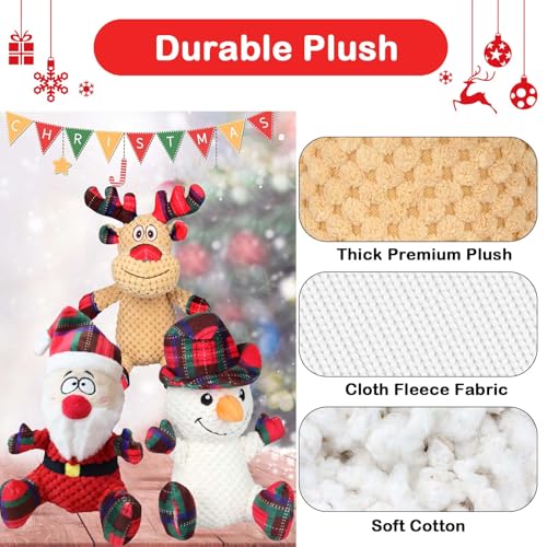 3 Pack Dog Christmas Squeak Toys, Plush Squeaky Medium & Small Dog Chew Toys, Stuffed Squeaky Toys for Dogs Puppy - Funny Cute Dog for Dog Birthday - color: christmas red