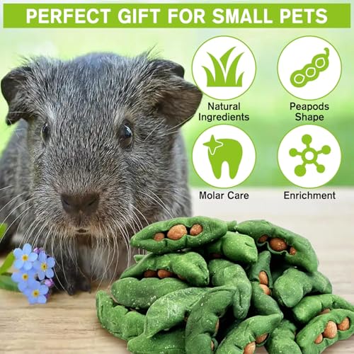 Fhiny Hamster Chew Toys for Teeth, 12 PCS Peapods Shaped Guinea Pig Snacks Natural Timothy Grass Carrot Rabbit Treats Handmade Small Animal Food for Bunny Chinchilla Gerbil Molaring - size: 12 PCS