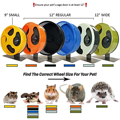 Silent Runner Glow Wheel + Sandy Track + Cage Attachment - Glow in the Dark Pet Exercise Wheel - Sugar Gliders, Hamsters, Rats, Mice, & Other Nocturnal Animals