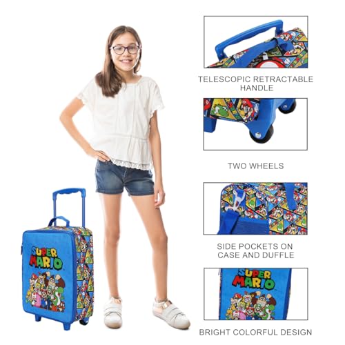 Super Mario Bros Group Shot & All-Over Character Print 14" Pilot Case Set - color: Super Mario Bros Group Shot