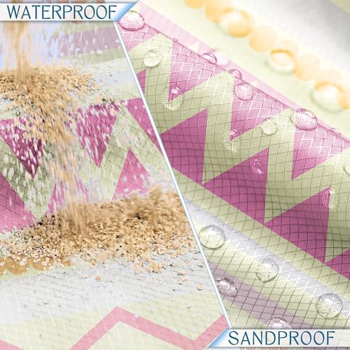 BYDOLL Beach Blanket Waterproof Sandproof,78''X81''/78''X110'' Large Sand Free Oversized Lightweight Sand Resistant Blanket, Picnic Mat for Beach Travel Camping Hiking Essentials - color: Pink Boho, size: 78''X81"