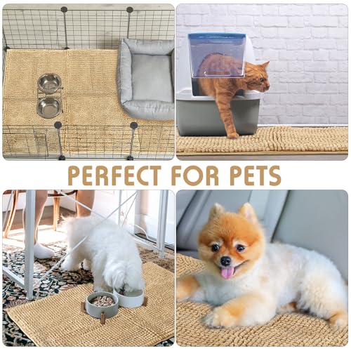 4 Pcs Guinea Pig Cage Liner 16 x 24 Inch Washable Chenille Pee Pads Pet Dog Cat Bedding Training Mat Reusable for Small Animals Puppy Bunny Hamster Chinchilla - color: Beige, size: 16 x 24 Inch, style: Low Pile Chenille