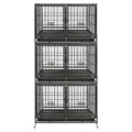Homey Pet Three Tiers 43 inch Heavy Duty Dog Crate with Wheels, Dual Doors | Stackable Indestructible Steel Dog Cage Kennel Indoor with Divider, Trays, Bowls, Escape Proof Locks for Breeders and More - size: 43.0"L - 3 Tiers - 1P
