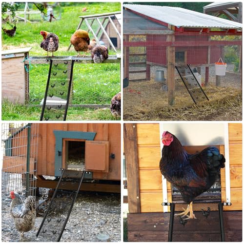 Chicken Coop Ramp,Metal Chicken Ladder for Coop Accessories, Ladder Length Adjustable for Henhouse, Coop Steps for Feet Problem or Cannot Fly Chickens ducks, Duty Sturdy,Corrosion-Resistant Waterproof