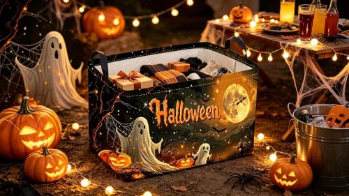 Sanjiaofeng Rectangular Halloween Ghost Storage Basket,Trick or Treat Halloween Basket for Kids,Halloweens‌ Party Candy Gift Baskets(Mysterious Ghost) - color: Mysterious Ghost