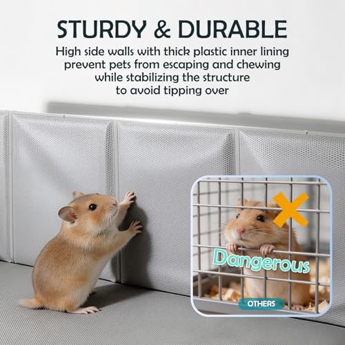 MEEXPAWS Small Animal Playpen, Portable Hamster Guinea Pig Cage for Travel | Waterproof, No Assembly, Spacious, Collapsible, Plastic Pet Enclosure for Rat Ferret, Play Pen for Indoor, 40" x 28" x 13"