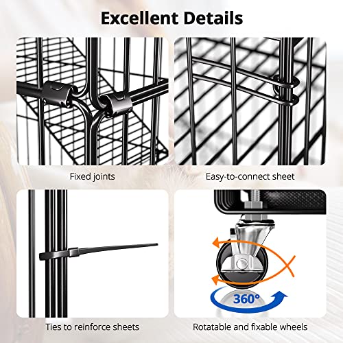 Large Cat Cage, 72 Inch 6-Tier Cat Playpen with Wheels Indoor Outdoor | 36x22x72” multi-level Enclosure, 3 Doors, Removable Tray, Rolling Wheels, Hammock, Cat Playpen for Kitten & Small Animals - size: 36.0"L x 22.0"W x 72.0"H
