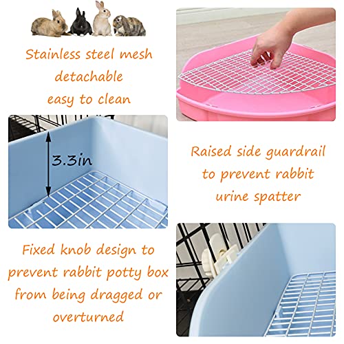 PINVNBY Large Rabbit Litter Box Bunny Corner Toilet Box Small Animal Cage Toilet Pet Potty Trainer Bigger Pan Fan Shape Box for Adult Guinea Pigs Chinchilla Ferret Galesaur (White)