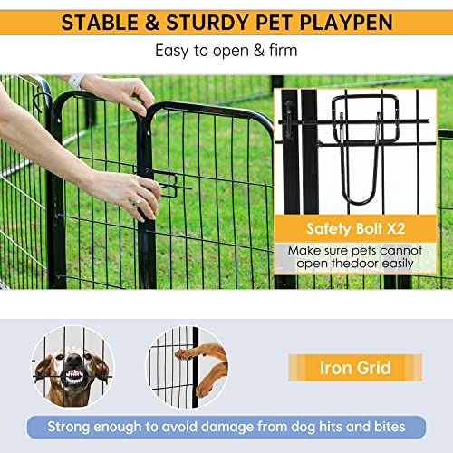 BestPet | Dog Playpen | 24 Inch, 32 Panels | Heavy Duty Metal Pet Exercise Pen | Indoor Outdoor Fence Panels | Rust-Resistant, Removable, Tool-Free Setup | Anti-Skid, Expandable Design - style: 32 panels
