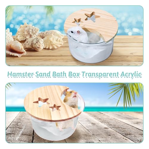 kathson Hamster Sand Bath Box Transparent Gerbil Bathroom & Digging Box Acrylic Small Animals Litter Box Syrian Hamster Dust Bath Container Cage Accessories for Mice Lemmings (Circle) - size: Circle