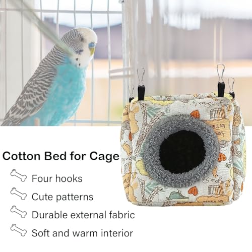 Bird Hammock Bed - Plush Nest for Parakeet Cockatiel Conure Lovebird etc | Warm, soft, breathable, cute, shape preserving
