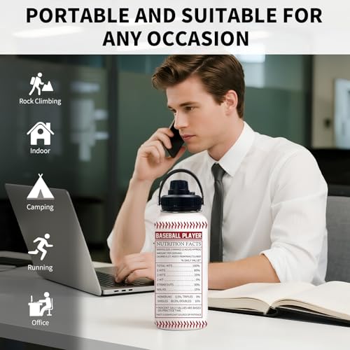 Baseball 32oz Water Bottle, Leak-proof Bottle, Stainless Steel Cup | 32oz Insulated Tumbler, with Handle & Lid Reusable Coffee Mug, Christmas Birthday Gift for Baseball Lovers Man - color: Baseball