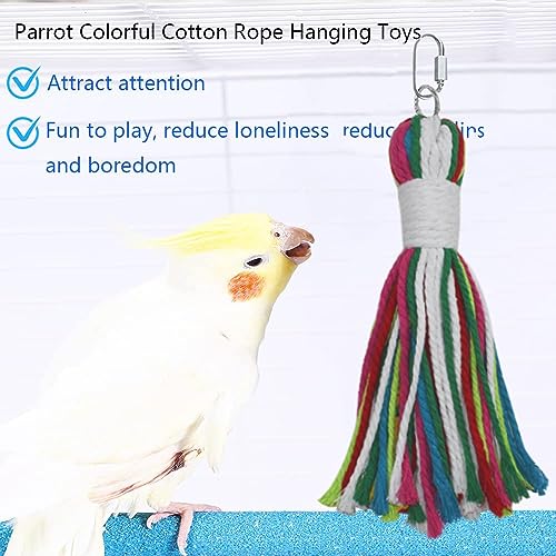 ASOCEA Bird Parrot Rope Chew Toy,Hanging Chew for Cockatiel Macaw | Cotton rope toy clips into any cage so cockatiels and parrots can chew and preen safely, reducing boredom