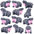 Honoson 12 Pcs 3D Printed Animals 5-7cm, Hippo | Articulated Fidget Animals, Flexible 3D Printed Figures for Stress Relief, Cute Mini Joints for Party Favors and Display - size: 5-7cm, style: Hippo