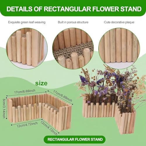 Hamster Cage Sprays Flower Foraging Holder - Natural Wood Feeding Stand, Small Pet Habitat Accessories for Hamsters Mouse Guinea Pig Dwarf Gerbils Syrian Mice (Plain - L Shape)