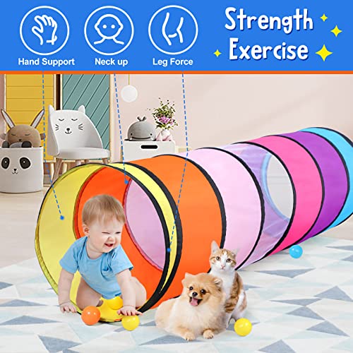 Colorful Play Tent Tunnel for Babies, Toddlers, Kids - with Mesh Windows, Indoor Outdoor Pop Up Tunnel Toy Gift - style: Pink