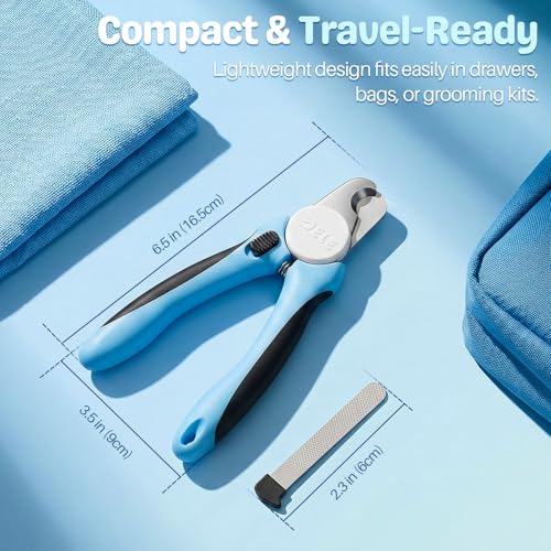 Flexzion Dog Nail Clippers and Cat Nail Trimmer with Safety Guard, Blue | Pet Nail Clippers with a 3.5 mm Stainless Steel Blade for Grooming Puppies, Indoor Cats and Small, Medium or Large Dog Breeds - color: Blue
