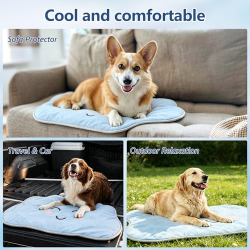 Dog Cooling Mat,Washable Cool Mat for Dogs,Self Cooling Pads for Dogs Cats,Cool Fabric & Internal Cooling Pad (Medium, Cloud Style) - size: Medium