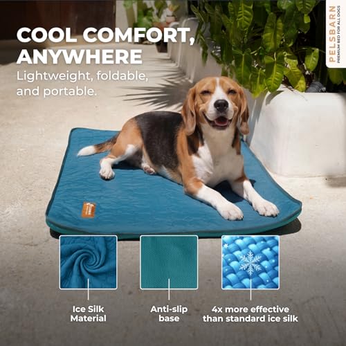 Dog Cooling Mat, Ice Silk Self-Cooling Pad, Deep Blue, M - color: Deep Blue, size: Medium