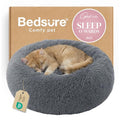 Bedsure Calming Cat Beds Donut Round Washable Kitten Bed,20 inches Dark Grey - color: Dark Grey, size: 20"L x 20"W x 6"Th