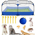 Small Animals Playpen,Reptiles Cage,Chicken Run Coop Chicken Playpen Breathable Transparent Pet Playpen Pop Open Outdoor/Indoor Exercise Fence,Portable Yard Fence (Blue)