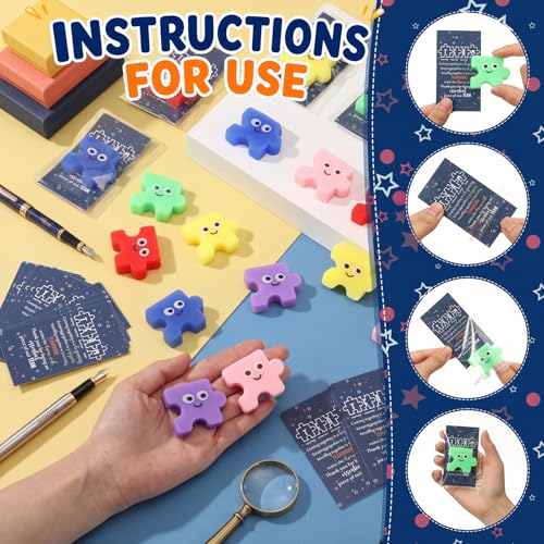HyDren 60 Set Inspirational Puzzle Stress Ball Teamwork Gifts Bulk | Team Gifts, Motivational Cards, Kawaii Squeeze Stress Relief Ball, Employee Appreciation, Cute Fidget Toy for Coworker, Adult - style: Puzzle