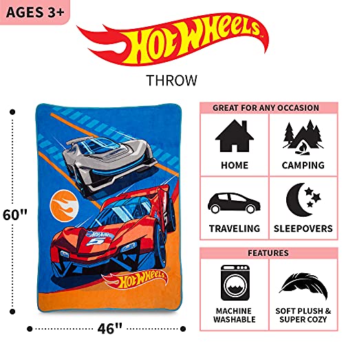 Franco Kids Bedding Super Soft Micro Raschel Throw, 46 in x 60 in, Hot Wheels - color: Hot Wheels, size: 46 in x 60 in