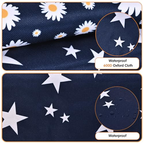 Upgraded Rabbits Hay Feeder Bag for Bunny, Guinea Pigs, Chinchillas - Hanging Washable 2-Hole Hay Dispenser with 600D Oxford Fabric, Small Animal Cage Accessories （Blue Star and Blue Daisy） - color: Blue Star and Blue Daisy