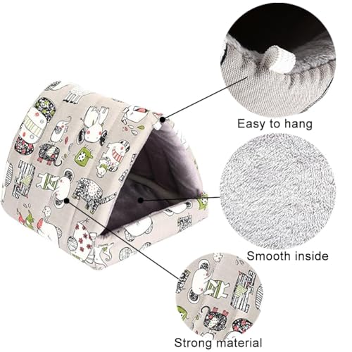 Guinea Pig Hideout Cozy Cotton Washable Tent for Small Animals | Hamster Bed, Portable House Cage Accessories Bunny Hedgehog Mouse Chinchillas Ferrets Bearded Dragons Rats (6.8"x7.4") - color: Gray