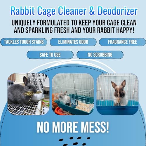 Rabbit Cage Odor Eliminator & Cleaner Spray, 32oz – Made in USA | Targets tough urine, ammonia and bedding odors; fast-drying, non-toxic formula for bunny cages and habitats.